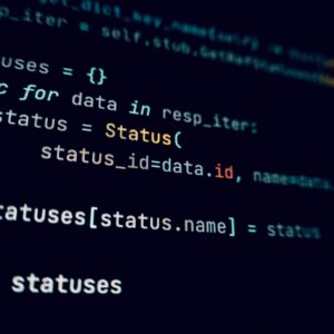 Menu Detailed view of programming code in a dark theme on a computer screen.