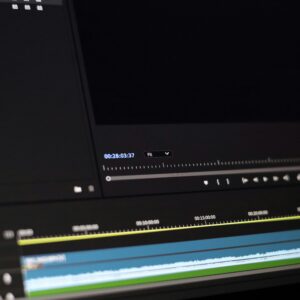 Close-up of a video editing software interface showing timeline and controls.